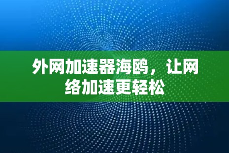 外网加速器海鸥,让网络加速更轻松 外网加速器海鸥,让网络加速更轻松