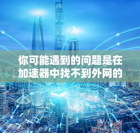 你可能遇到的问题是在加速器中找不到外网的选项。以下是一些可能的解决方案 你可能遇到的问题是在加速器中找不到外网的选项。以下是一些可能的解决方案