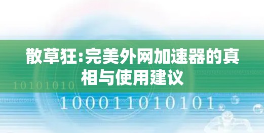 散草狂:完美外网加速器的真相与使用建议