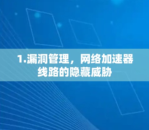 1.漏洞管理,网络加速器线路的隐藏威胁 1.漏洞管理,网络加速器线路的隐藏威胁
