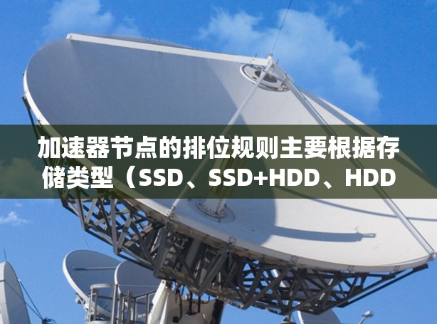 加速器节点的排位规则主要根据存储类型(SSD、SSD+HDD、HDD)和存储空间的大小来决定。以下是详细的排位规则 加速器节点的排位规则主要根据存储类型(SSD、SSD+HDD、HDD)和存储空间的大小来决定。以下是详细的排位规则